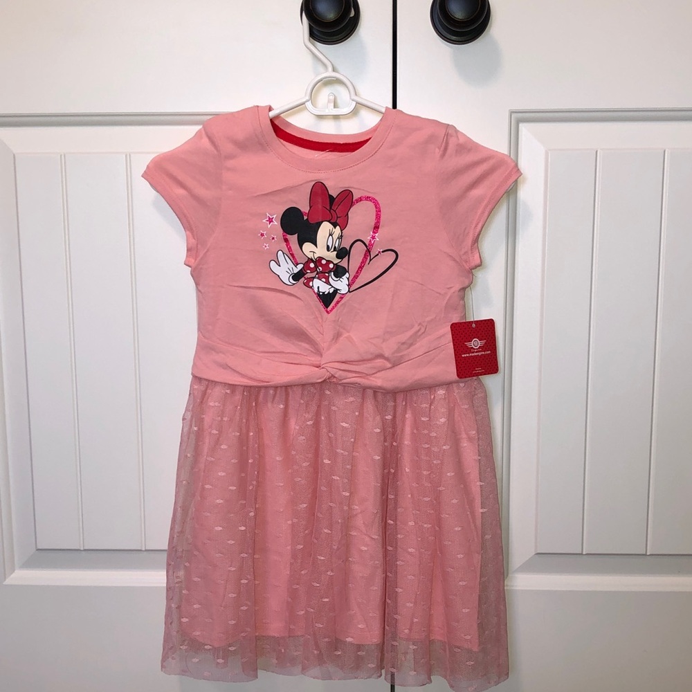 DISNEY Pink Minnie Mouse Knot-Front Tulle Dress for Girls - 6X